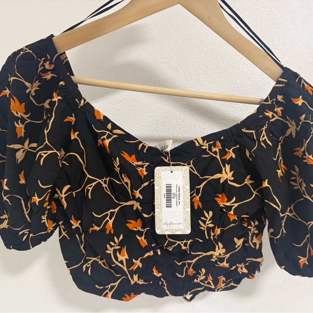 Elegant Black and Orange Floral Blouse